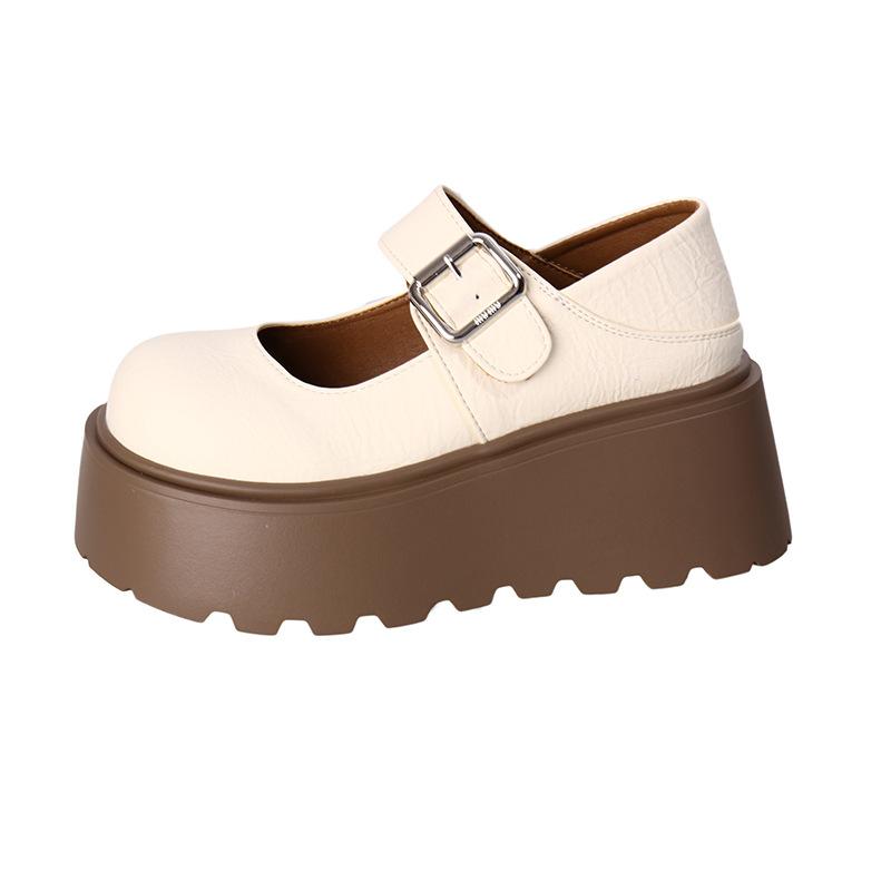 Platform Mary Jane Women's Shoes 2025 New Summer Fashion Single Shoes One-word Buckle with Muffin Sole Women's Shoes