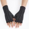 New Autumn and Winter Men's and Women's Half Fingered Woolen Gloves with Twisted Hair Warm and Fashionable Fake Sleeves and Knitted Sleeves