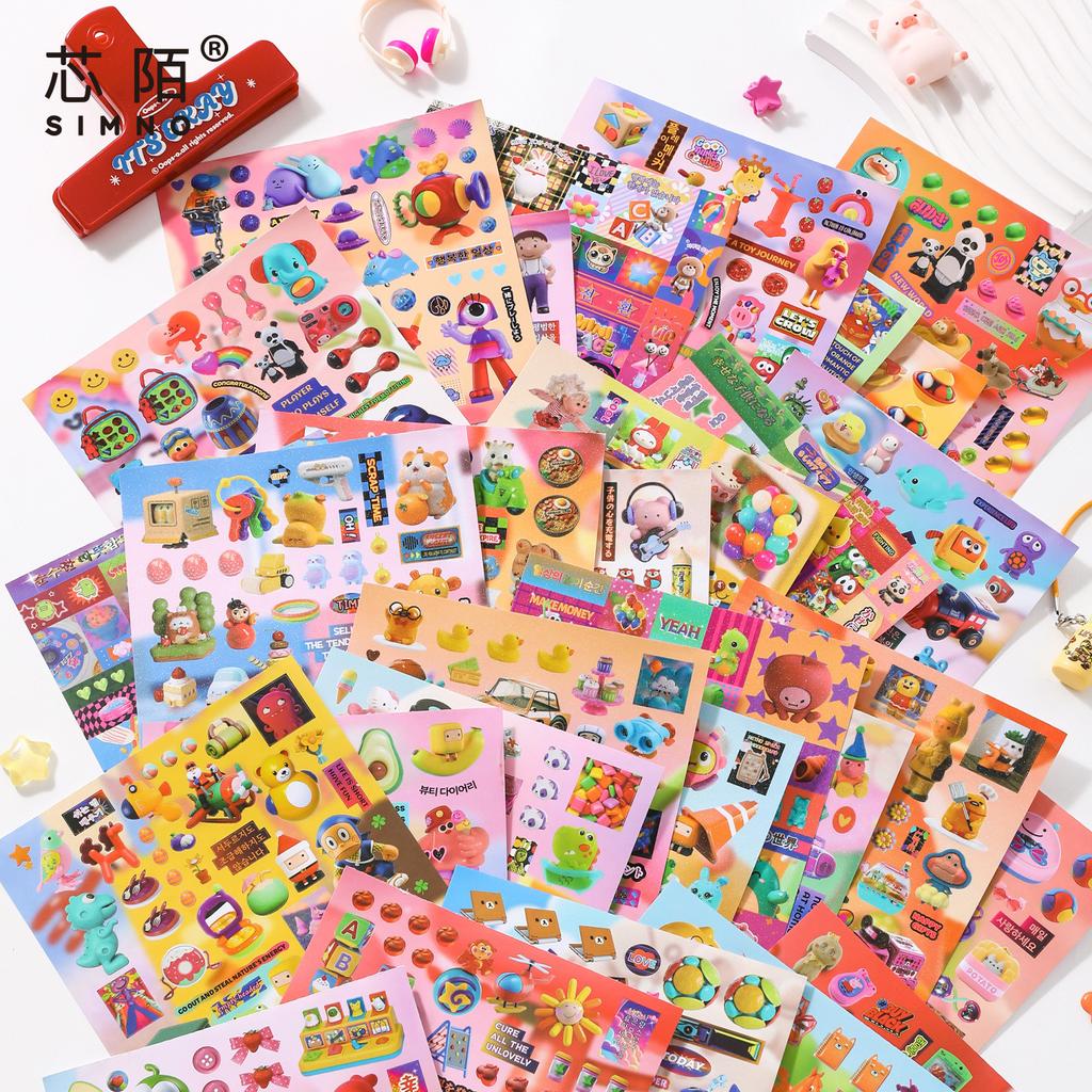 30pcs Sticker Books for Child Cute Decorative Sticker Book Journal Phone Sticker Kids Gift School Stationery