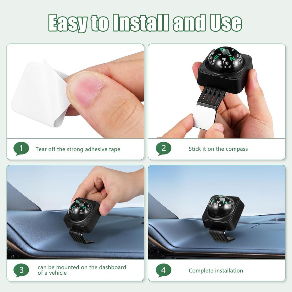 Uonlytech Car Compass Ball: Portable Dashboard Compass for Car, Boat,