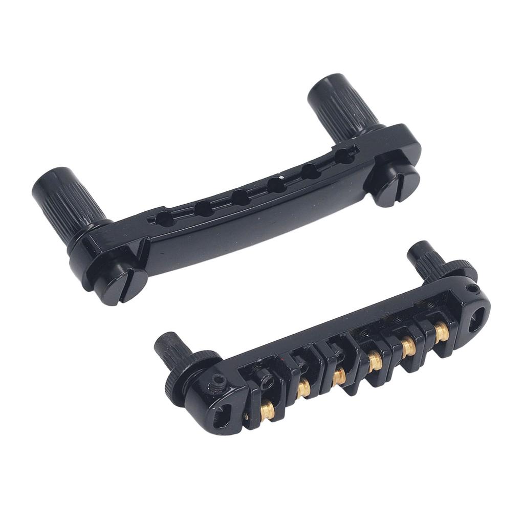 Guitar Roller Saddle Bridge Height Adjustable Brass Roller Saddle and Tailpiece for LP Electric Guitars
