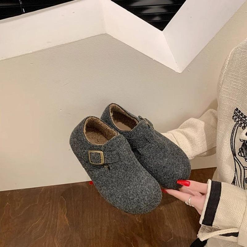 Women's Fleece Warm Flat Shoes Are Bestsellers. Lazy People Can Wear Cotton Shoes on One Foot