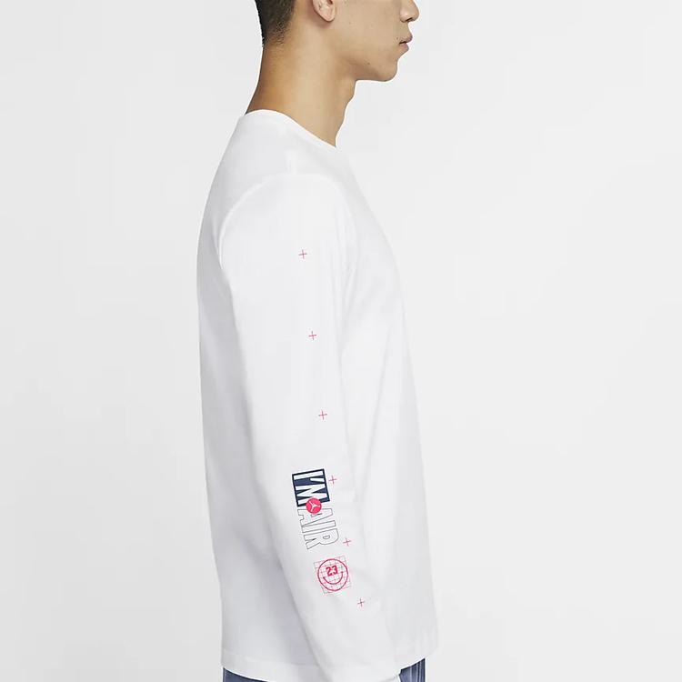 Jordan 23 Print Casual Sport Crew Neck Long Sleeve T-Shirt Men Tops White CT3662-100