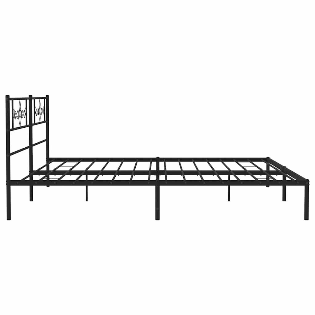 Metal Bed Frame with Headboard Black 183 x 213 cm