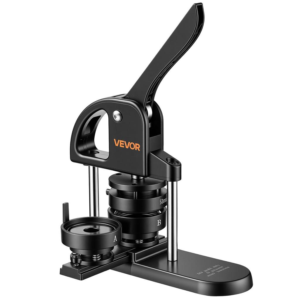 Button Maker Machine 1"/1.25"/2.25"(25/32/58 mm) Pin Maker Black, with 300pcs Button Parts, Circle Cutter and Magic Book, Ergonomic Handle, for DIY