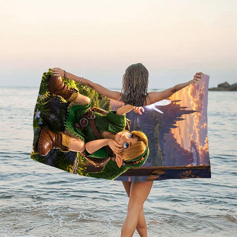 1pc Game Zelda Beach Towel, Beach and Seaside Swimming Pool Equipment, Fashion Pattern, Rectangular, Travel Essentials