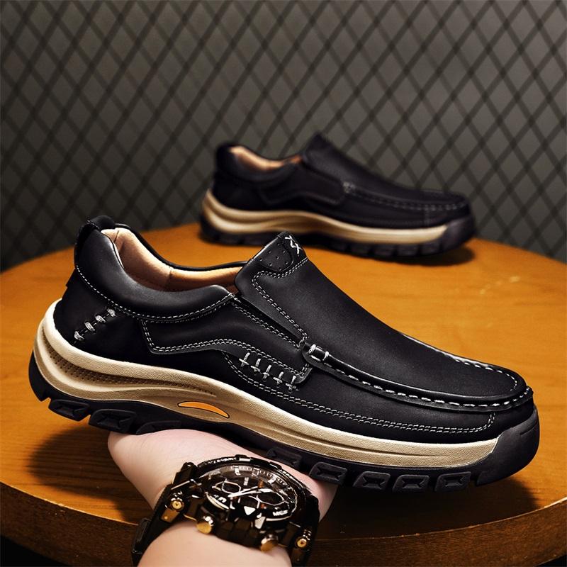 High Quality Men Casual Leather Office Loafers Outdoor Non Slip Walking Flats Business Shoe Classic Work Office Driving Sneakers