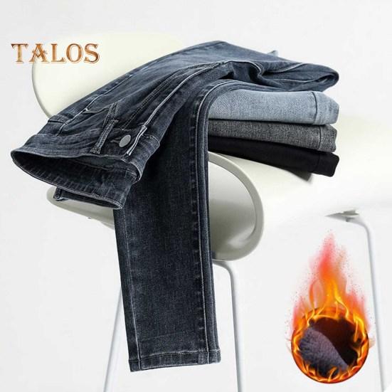 Jeans Invernali da Donna in Peluche a Vita Alta Foderati in Velluto Spesso Slim Fit Pantaloni a Sigaretta Chiusura con Bottone e Cerniera Tasche Pantaloni a Gamba Dritta per Strada e Festa