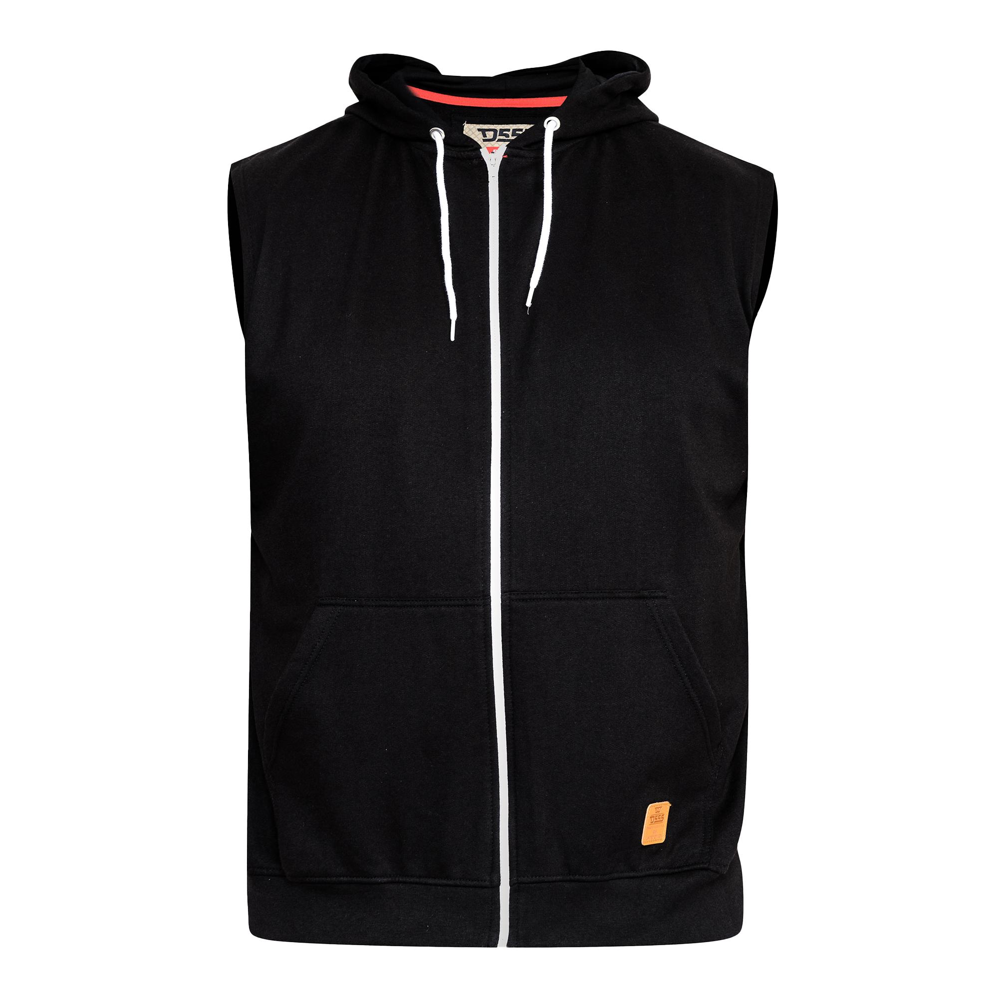 Duke Heren D555 Blake Kingsize mouwloze hoodie met volledige ritssluiting 2XL zwart