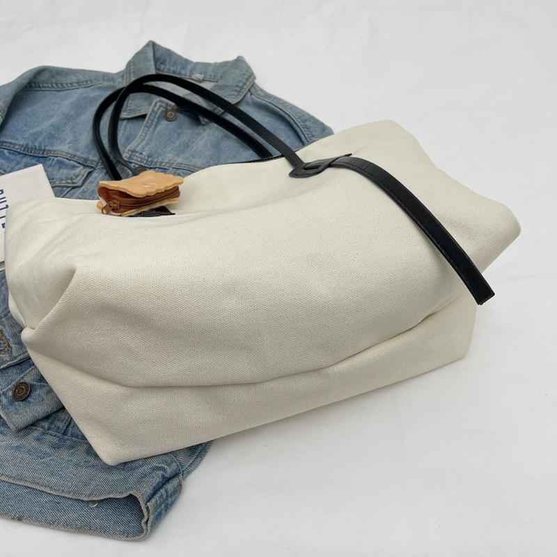 Большая вместительная холщовая сумка женская сумка через плечо сумка через плечо хаки — фото 16