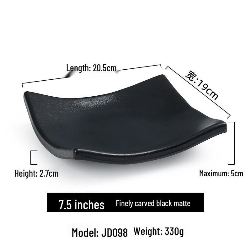Melamine Black BBQ Plate: Creative Rectangular Hot Pot and Side Dish Plate for Restaurants