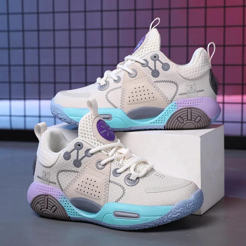 Fashion Children Brand Boys Basketball Shoes Thick Sole Non-Slip Girls Kids Sneakers Child Mesh Shoes Boy Girl Trainer Basket Boots