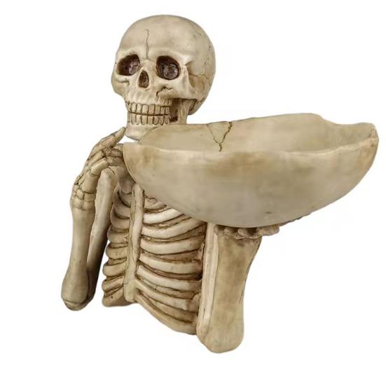 Halloween Skull Candy Bowl Scary Skeleton Key Fruit Snack Storage Tray Resin Punk Skull Decor for Home Tabletop Party Bar