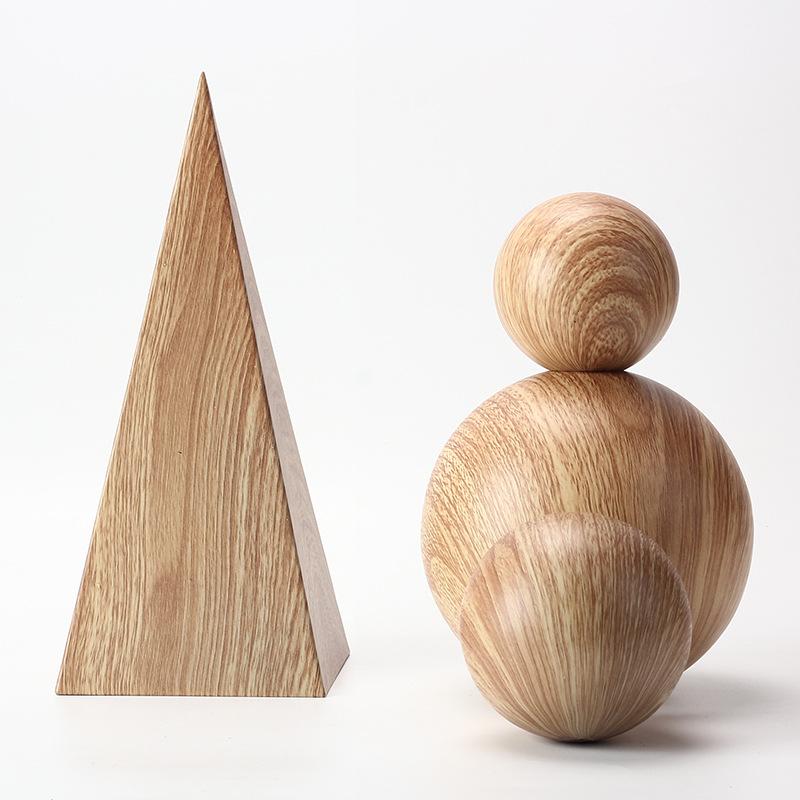 Ornamenti Geometrici Imitazione Legno Massello Piramide Triangolare Palla Modello Artista Nordico Stanza Desktop Portico Decorazioni Morbide