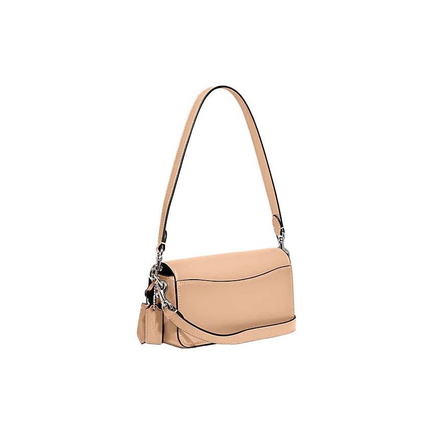 Coach Borsa a mano Studio 20 con logo argento e patta in pelle da donna Beige CE331-LHWFT