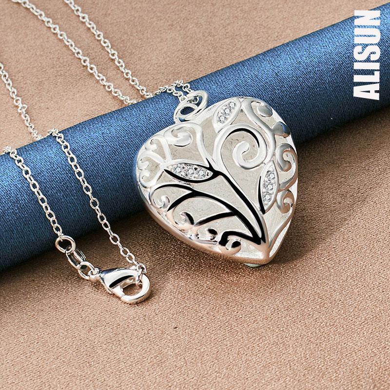 Naszyjnik z wisiorkiem w kształcie serca ze srebra próby 925 w kształcie serca Modna biżuteria ślubna