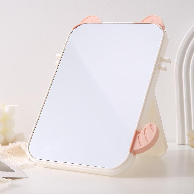 Small Folding Makeup Mirror Portable Handheld Makeup Mirror Student Dormitory Desktop Compact Mirror Dressing Tool
