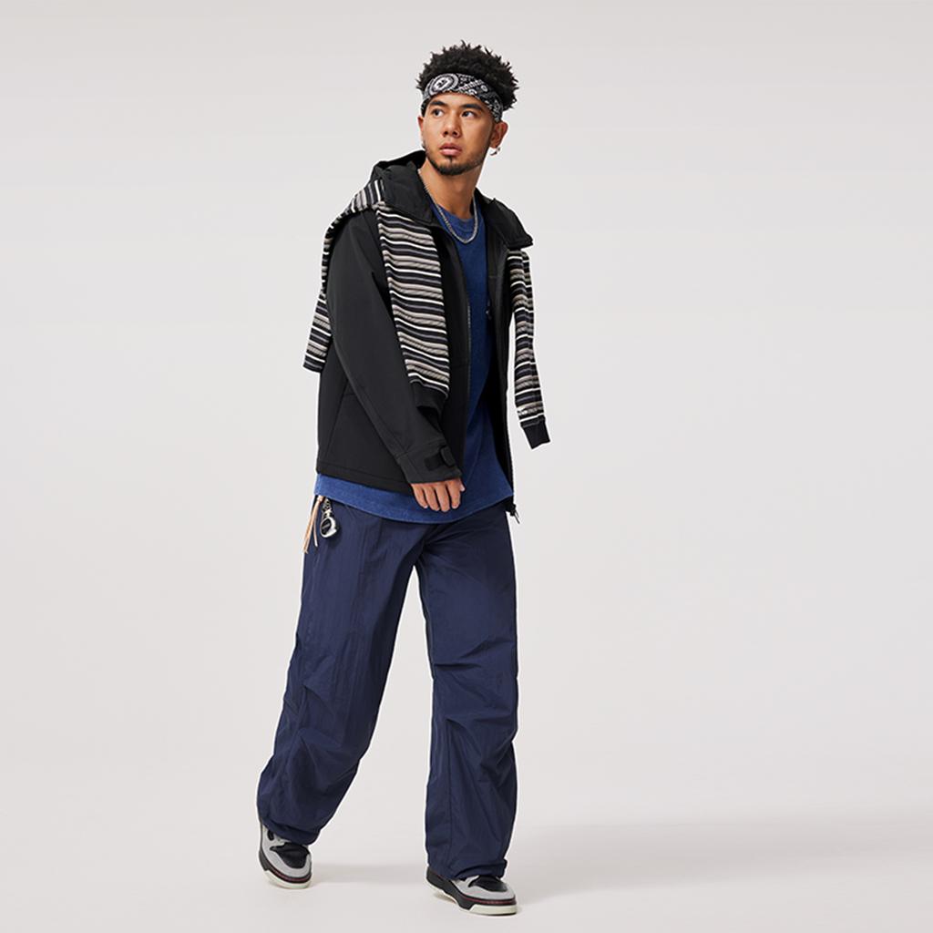 Li Ning Seria Koszykarska Wodoodporny Wiatrówka z Kapturem i Długim Rękawem Męska odzież wierzchnia Czarna AFDU505-1