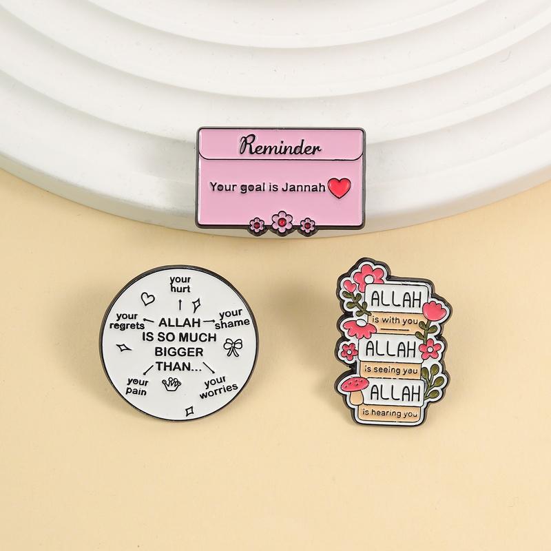 2-6pcs/set Cute Animal Doctor Enamel Pins Motivational Flower Allah Is With You Muslim Feminism Brooch Lapel Badge Jewelry Gifts