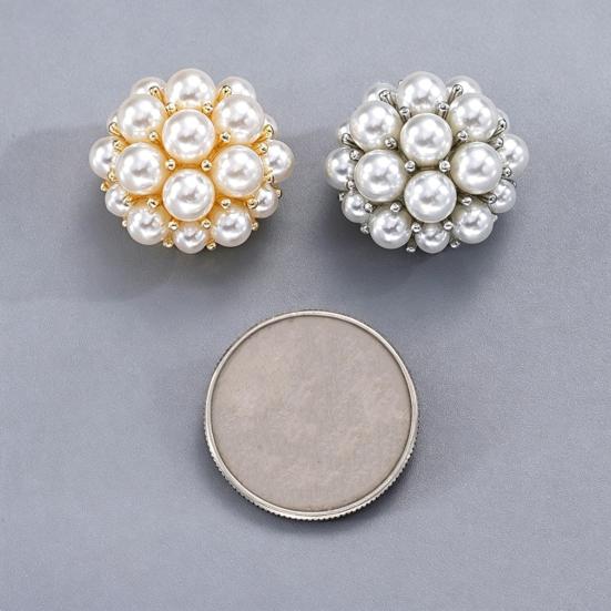 Faux Pearl Button Cover Alloy Elegant Clip-On Button Covers Removable No-Sew Button Covers for Women Shirts Blouses Wedding