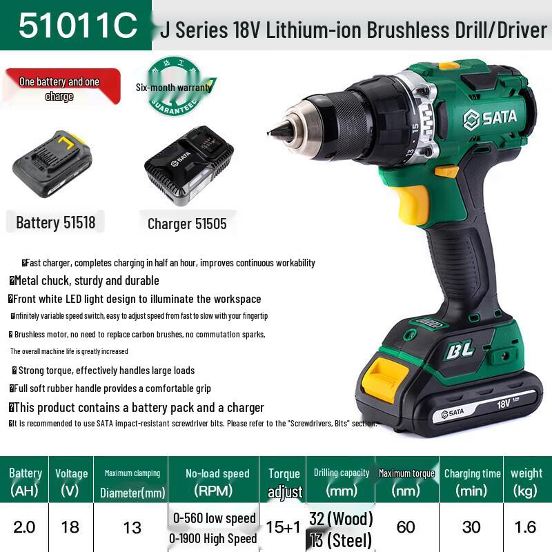 SATA 12V & 18V Cordless Lithium-Ion Drill and Driver Kits CN plug (adapter included)