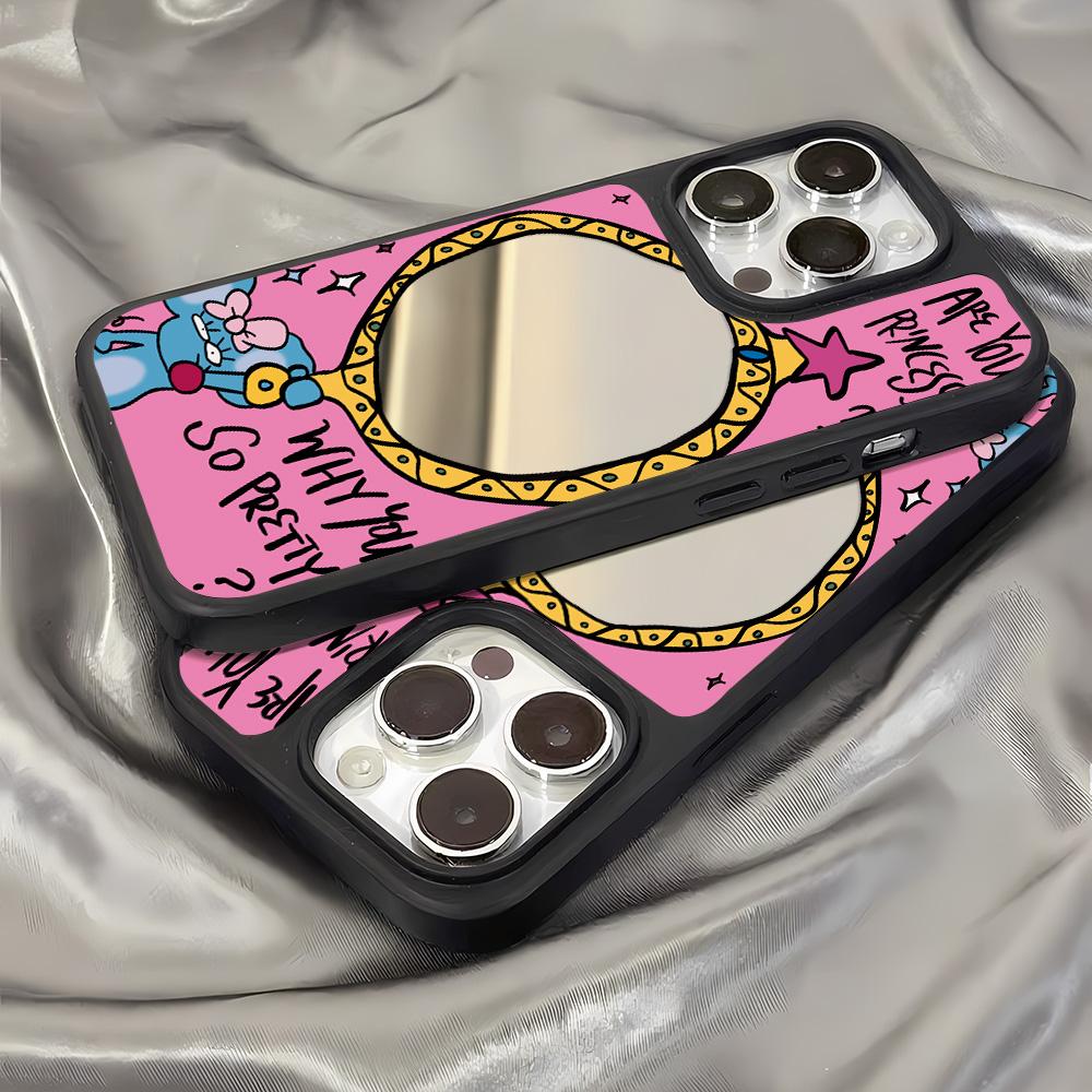 Mirror Phone Case for iPhone 15 11 13 14 for 15 16 Pro Max 12 13 16 Pro Cloud Flower and Animal Cute Style Phone Case