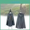 Hallowen Rol Oyunu İçin Pelerinli ve Şapkalı Hobbit Gandalf Cosplay Kostümü