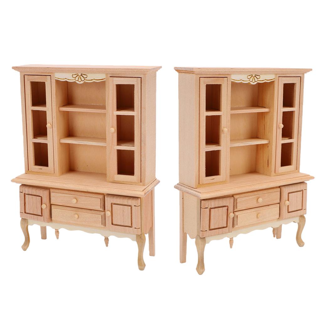 1:12 Scale Dollhouse Miniature Cabinet Wooden Unpainted Miniature Cupboard with Drawers