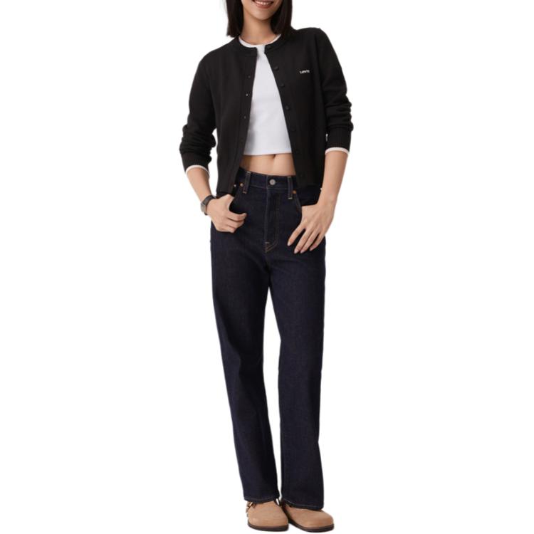 Levis Casual Comfortable Simple Single-Breasted Round Neck Long Sleeve Knit Sweater Women Sweater 0051K-0001