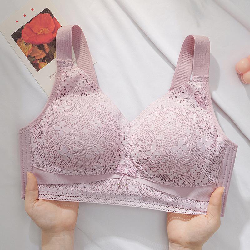 Large Size Wireless Lace Bra for Women Plus Size Support Bra with Wide Straps