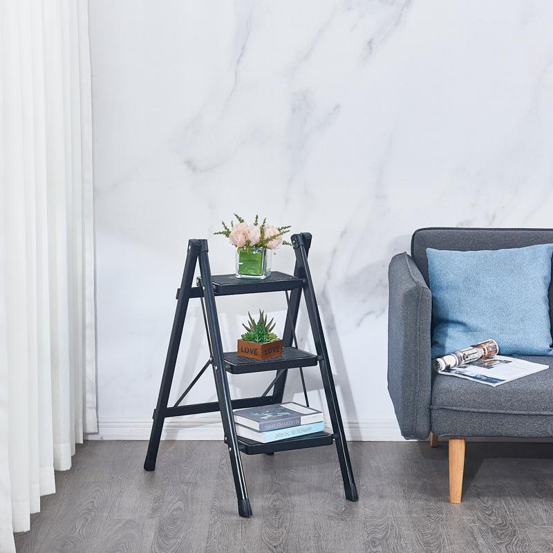 3-stufige Leiter 3 Stufen Sicher Langlebig Metall Kunststoff Klappbar Weit verbreitet Trittleiter 3 Stufen Faltbar für Buch Vase