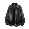 Autumn And Winter Men's Motorcycle Suit Simple And Versatile Leather Jacket Loose Leather Jacket