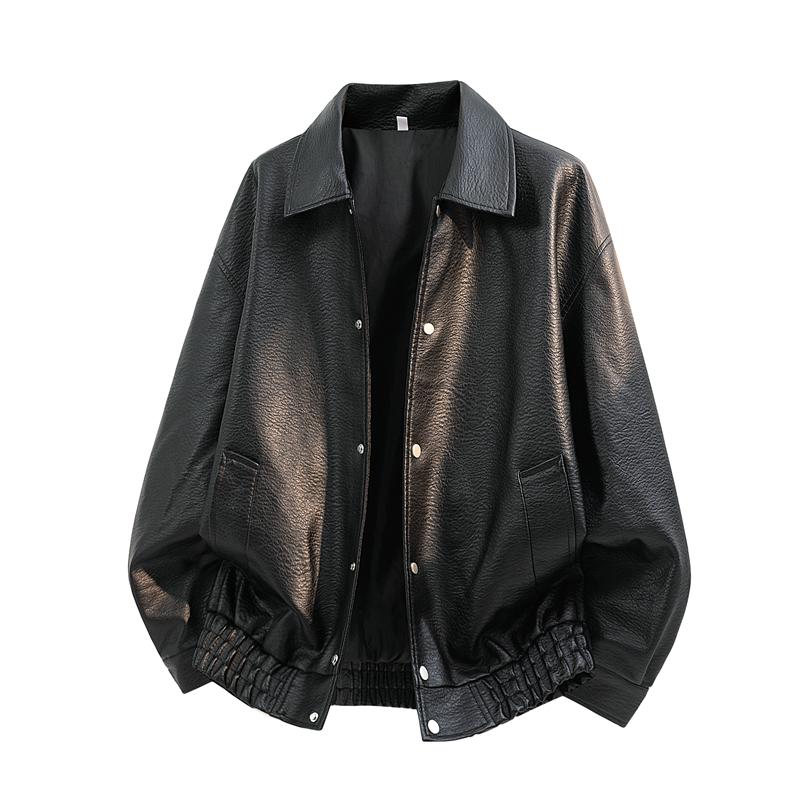 Autumn And Winter Men's Motorcycle Suit Simple And Versatile Leather Jacket Loose Leather Jacket