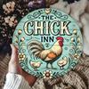Vintage plechová cedule Kovová nástěnná dekorace Chicken Inn Bar Retro plaketa 7,8x7,8 palce Vodotěsná pro domácí bar kavárnu pánský pokoj dárek