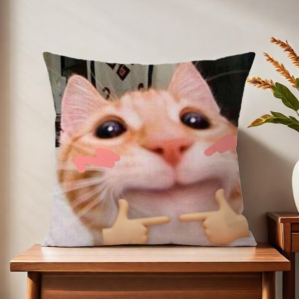 Meme Cat Funny Cushion Cover For Pillow Printing Sofa Decoration Home Car Room Coffee Shop Office Nordic Simplicity