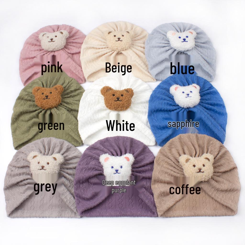 Spring & Autumn Cute Bear Baby Jacquard Pullover & Headband Hat