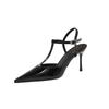 2025 New Women's Pointed Toe Sexy High Heels, Fashionable and Luxurious Patent Leather Ankle Clasp Women's Party Sandals
