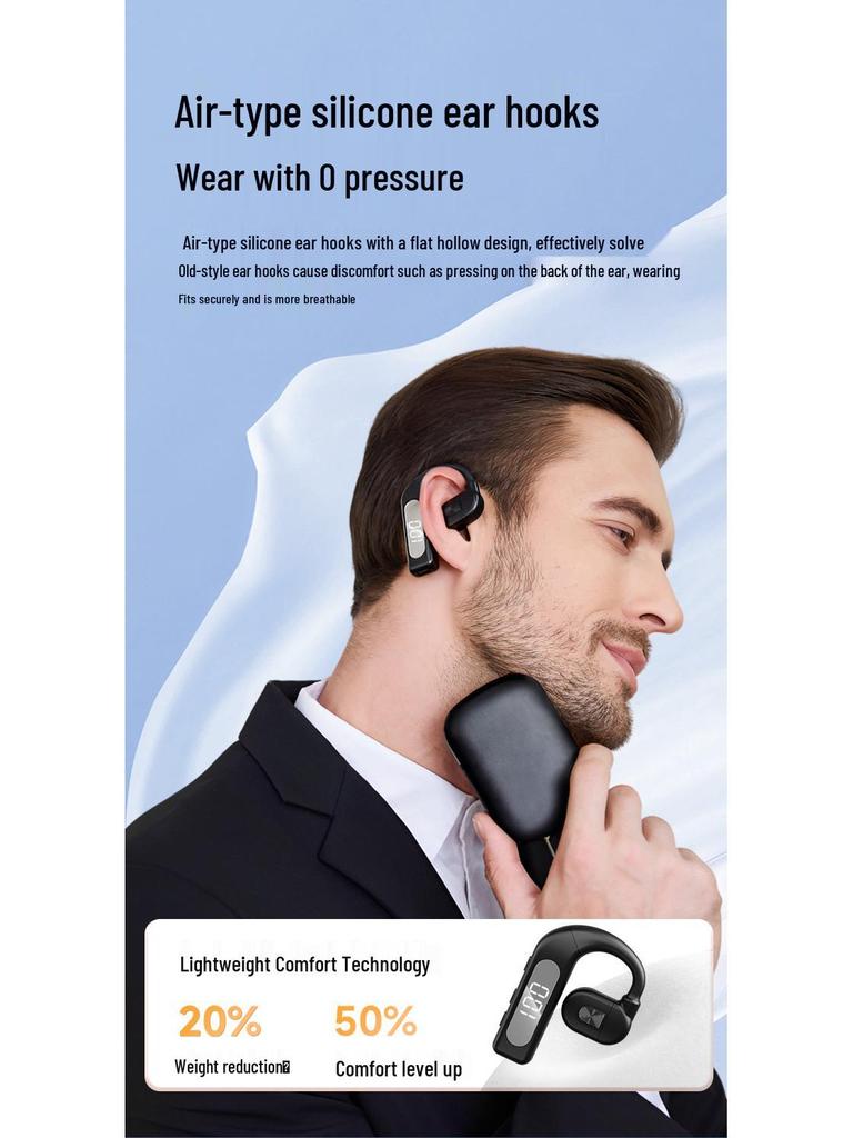 V59 Wireless Single Ear Bluetooth Earphone with Long Battery Life and Digital Display