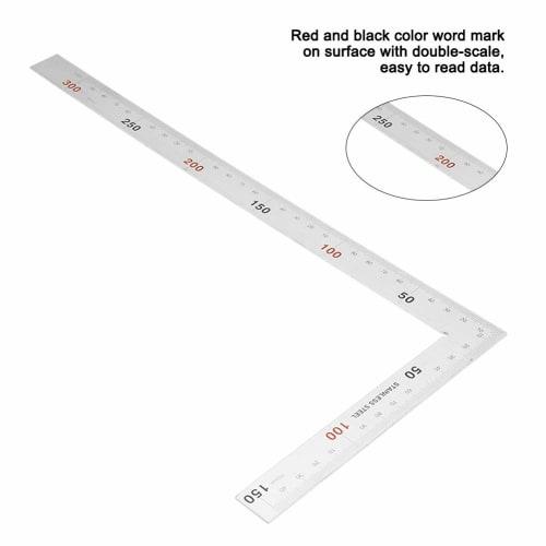 Stainless Steel Right Angle Ruler, 90 Degree Square, L-Shaped, Silver, Carpentry Tool, 90 Degree Angle Ruler, Measuring and Layout Tool, Double-Sided