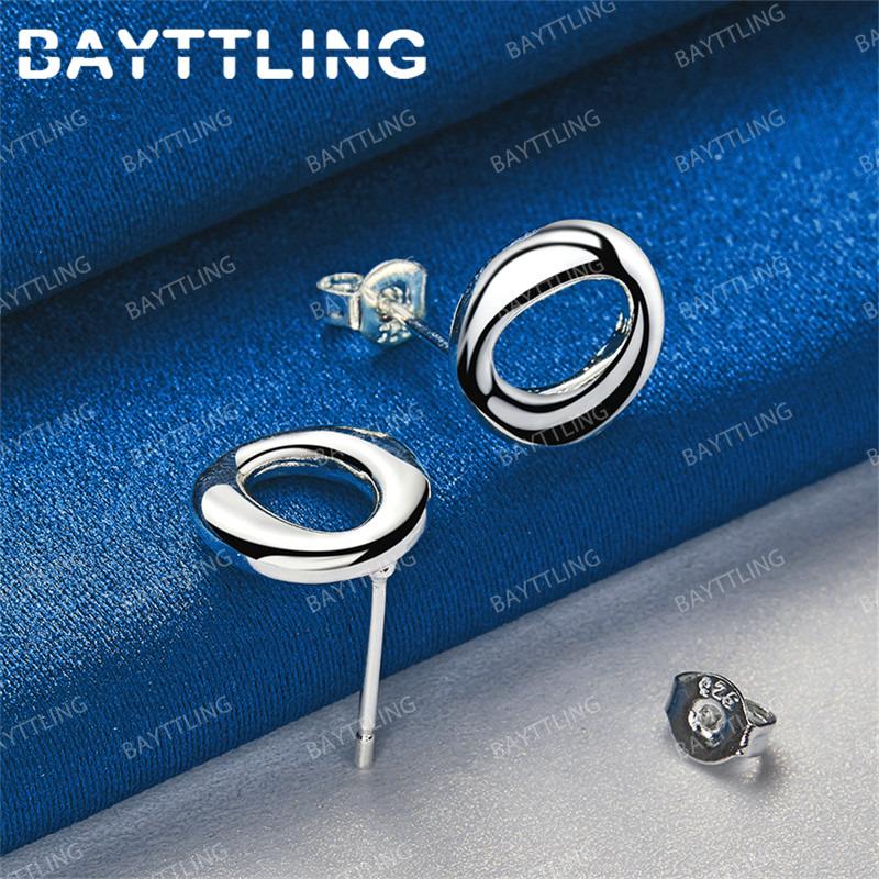 Charming 925 Sterling Silver Exquisite Round Stud Earrings for Women Wedding Accessories Fashionable Party Jewelry
