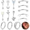 Cross-Border Hot Multi-Color Piercing Eyebrow Nail Earring Combination Love Moon Star Stainless Steel Trendy Piercing Jewelry