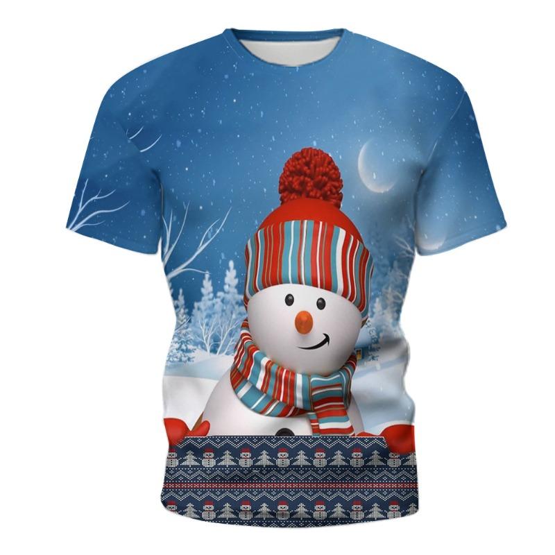 

Summer Loose Creative Christmas Snowman Print Short Sleeved T-shirt Casual Fashion Versatile Comfortable T-shirt 6XL