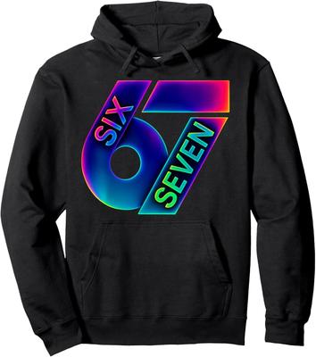 Sweat à capuche unisexe Design coloré Saying Meme Six Seven 6 7 drôle