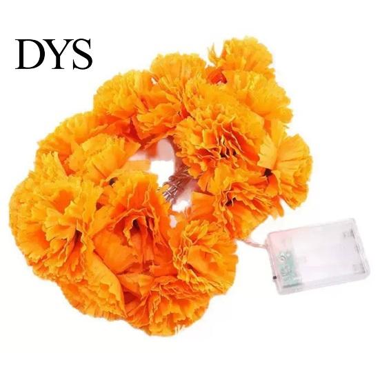 Seasonal Festival Embellishments 10FT LED Chrysanthemum String Light, Battery Operated Artificial Marigold Garland Realistic Flower Shape Lamps Fairy