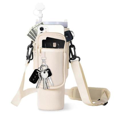 Porta Copo de Gelo 40oz Porta Garrafa Térmica Bolsa para Copo Bolsa para Garrafa de Água Porta Copo Personalizado Bolsa de Copo Transversal Branco Creme