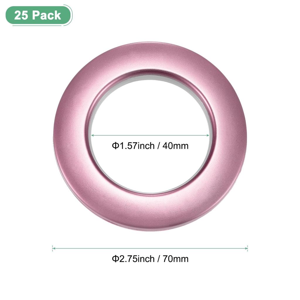 METERXITY Curtain Inner Diameter Plastic Curtain Ring Clips Eyelet Nanoscale Quiet Roman Rings for Home Drapery Grommets 25-Pack Grommets, 1-9/16"