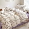 Class A Maternal Infant Grade Washed Cotton Linen 4-Pcs Set Double-Layer Yarn Quilt Cover Dormitory Bed Sheet 3-Pcs Set Household Bedding