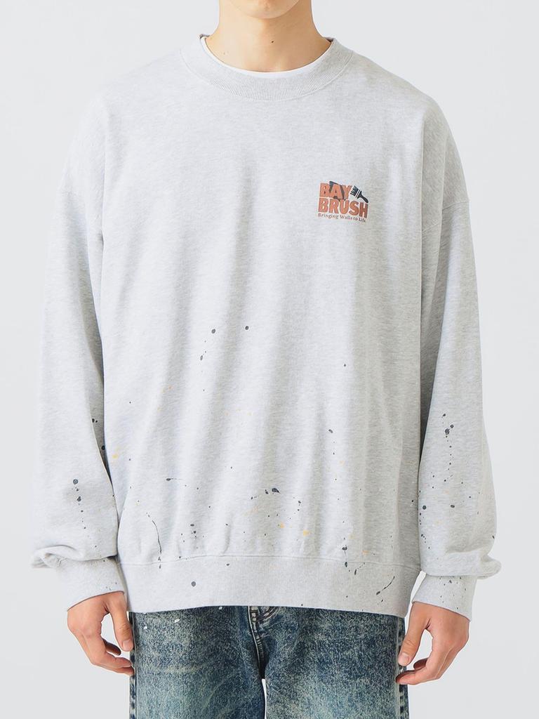 Beams Heart Herren Sweatshirt mit Bemalung, Grau, Größe S