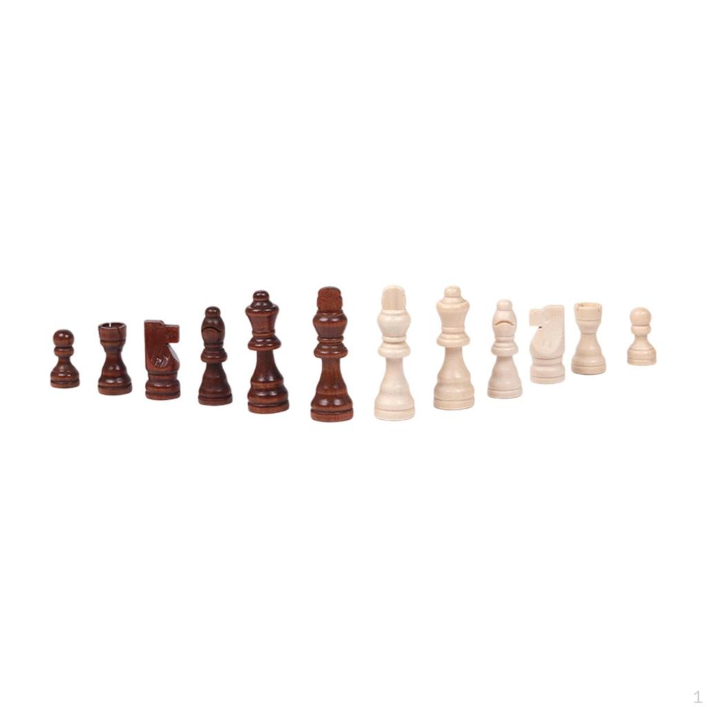 32 Pieces Wooden Chess Set Educational Figures for Club School Office Dorm