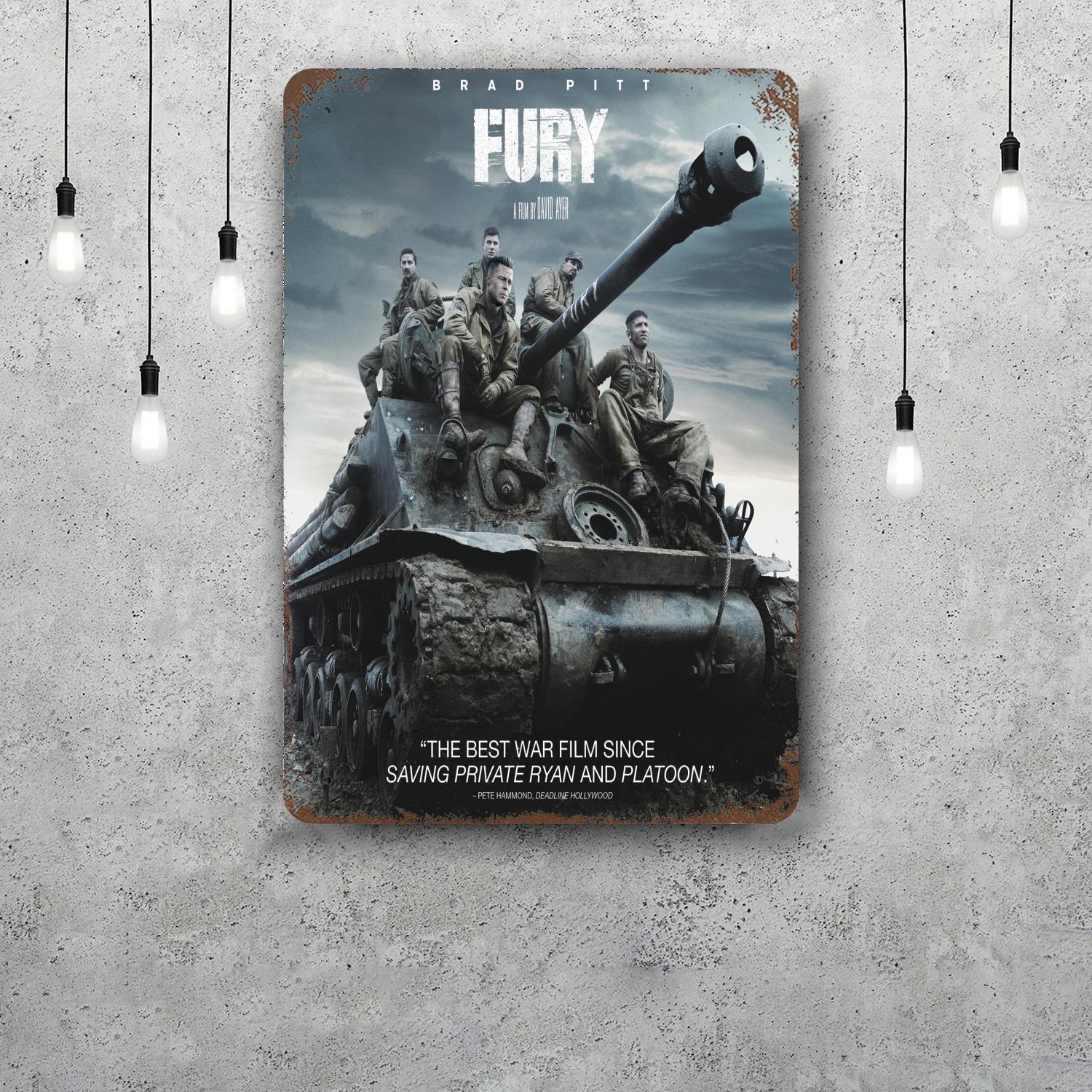 

fury movie movie Funny Bar Metal Sign Retro Plaque Vintage Sign Alcohol Drinker Pub Club Man Cave Kitchen Wall Decoration 20x30cm（7.8x11.8inch）